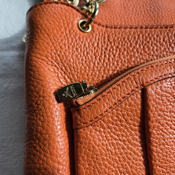 MCM Vibrant Orange Shoulder Bag with Gold Chain - Picture 10 of 15